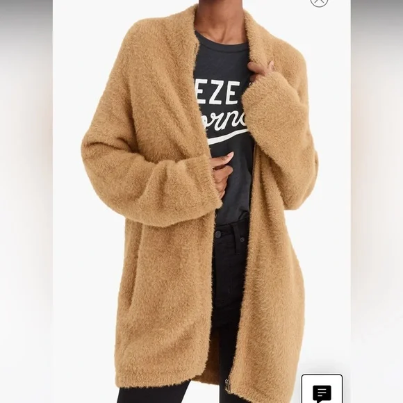 NWOT J CREW POINT SUR FUZZY CARDIGAN LT BLUE MEDIUM OVERSIZED ZIP UP JACKET - Picture 5 of 13